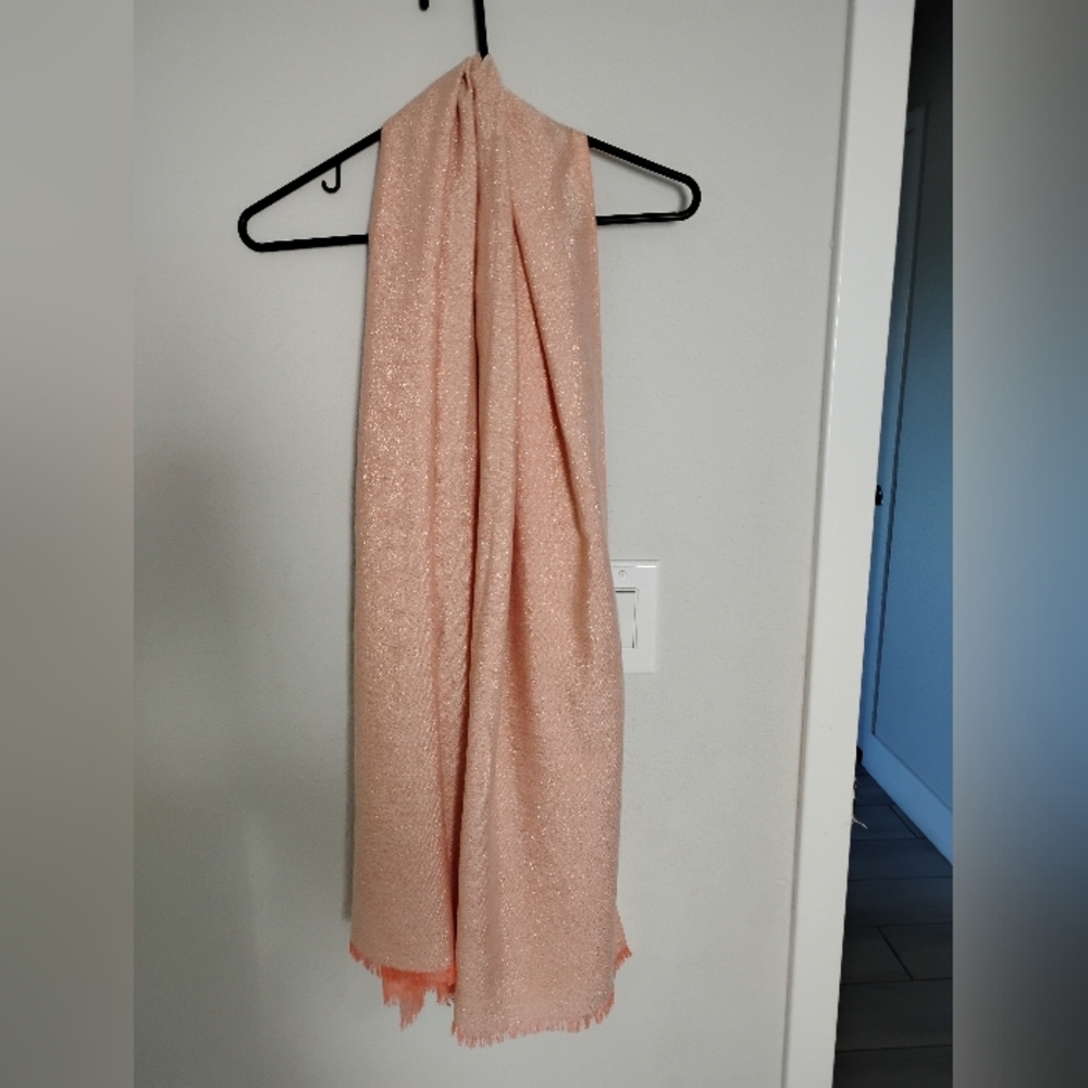 Calvin Klein Peach 73 Inches Scarf With Golden Threads
